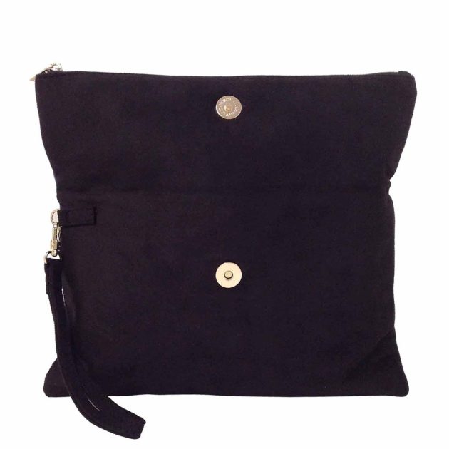 Soft Faux Suede Green and Black Wristlet - Image 3