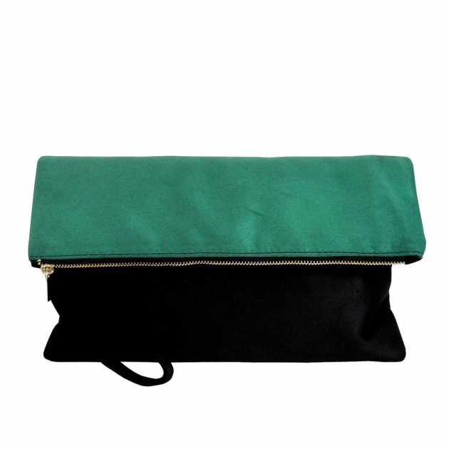 Soft Faux Suede Green and Black Wristlet - Image 2
