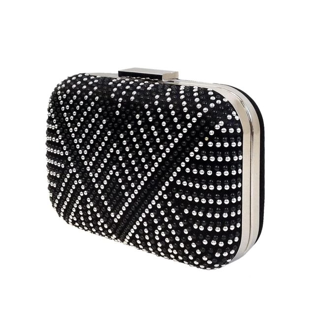 Black and Silver Box Clutch