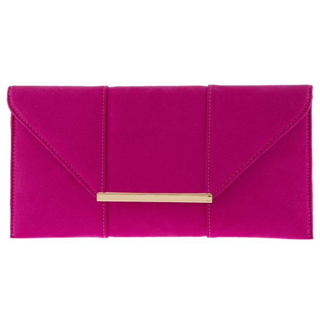 Rose Red Faux Suede Envelope Clutch - Image 2