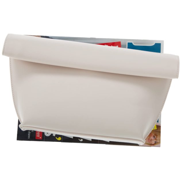 White Faux Leather Oversized Folding Clutch - Image 3