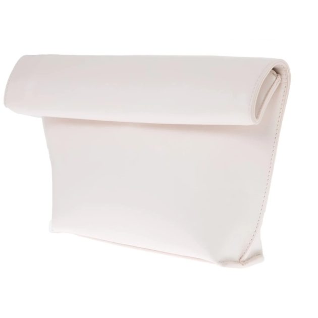 White Faux Leather Oversized Folding Clutch