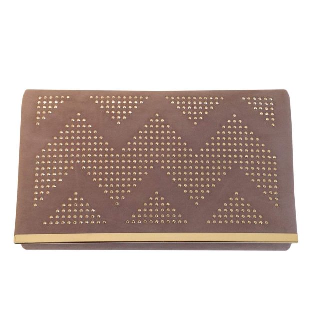 Taupe Shiny Zigzag Clutch - Image 4