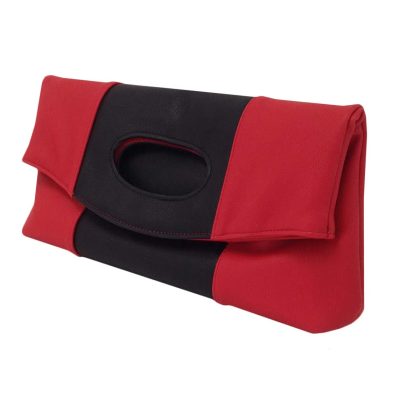 Red and black color matching foldable clutch