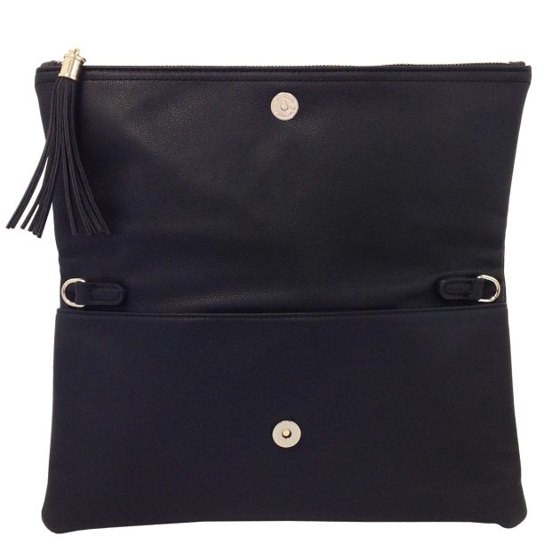 Faux leather zip-up tassel clutch - Image 4