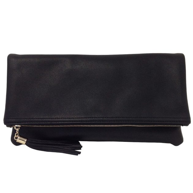 Faux leather zip-up tassel clutch - Image 5