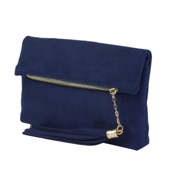 Suede tassel foldover mini bag